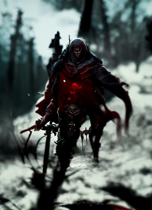 Sinister Blood Hunter on a Dark Road