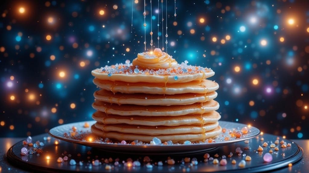 Opal Pancakes with Starlight Syrup in Celestial Diner