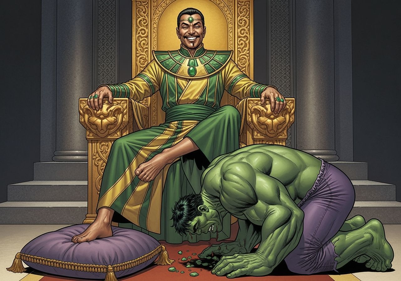 Marvel's Mandarin Tramples Hulk in Hyperrealistic Comic Art