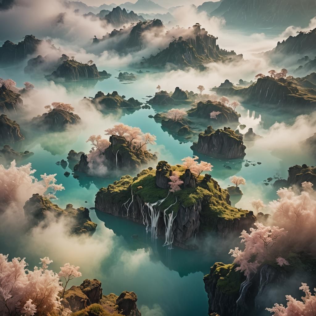 Ethereal Dreamscape with Floating Islands and Soft Light
