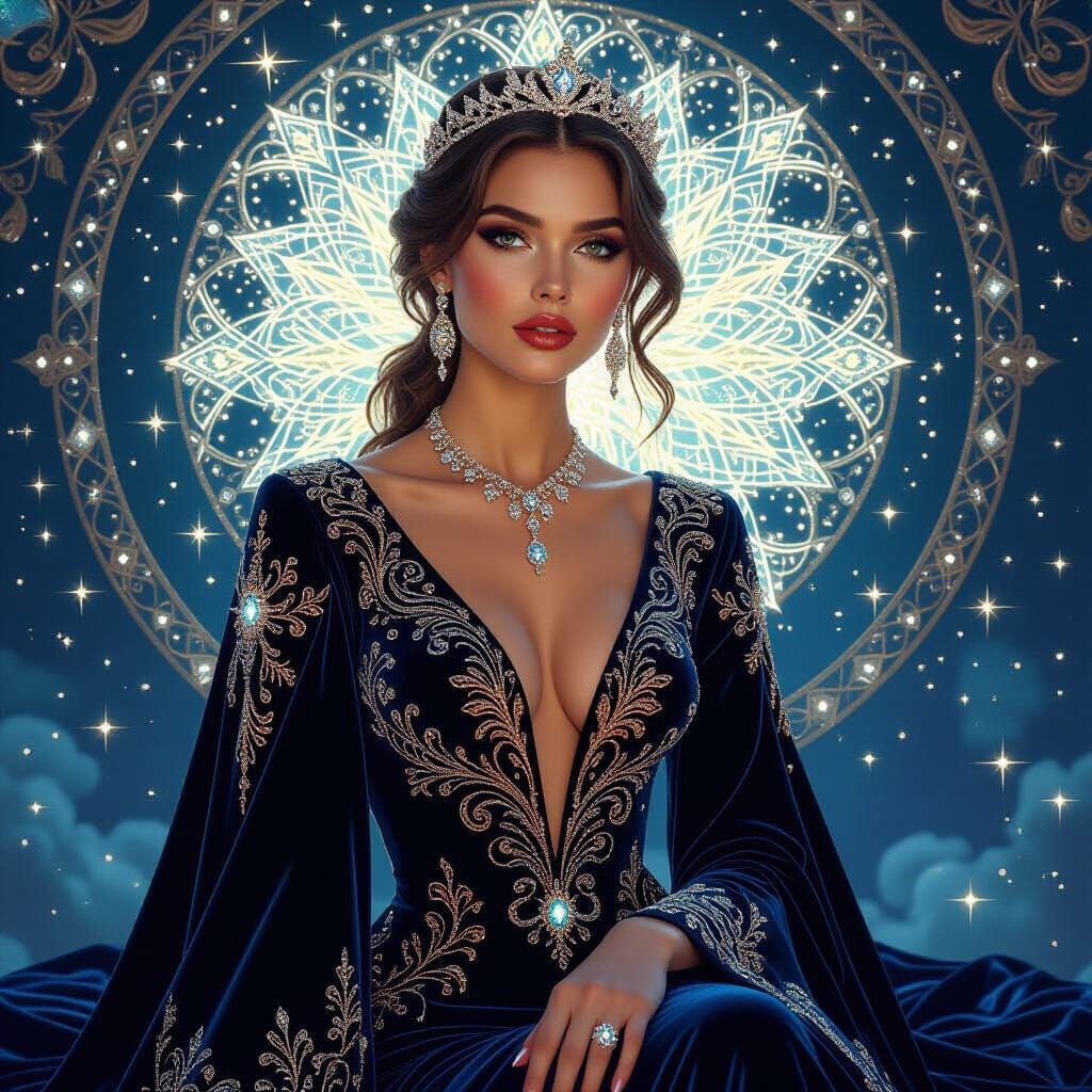Starry Night Princess in Art Nouveau Style
