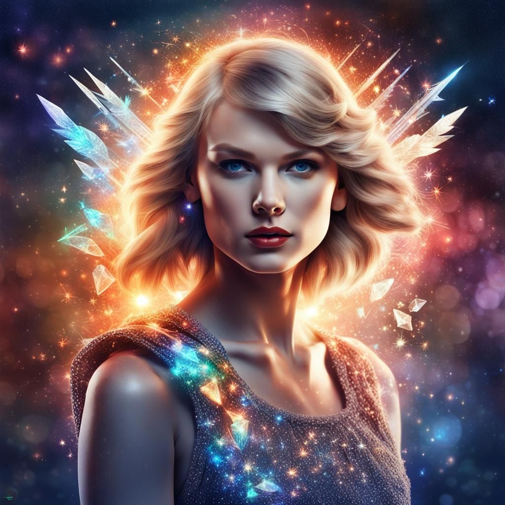 An amazing fhoto of  Taylor Swifts in real colors surrounded