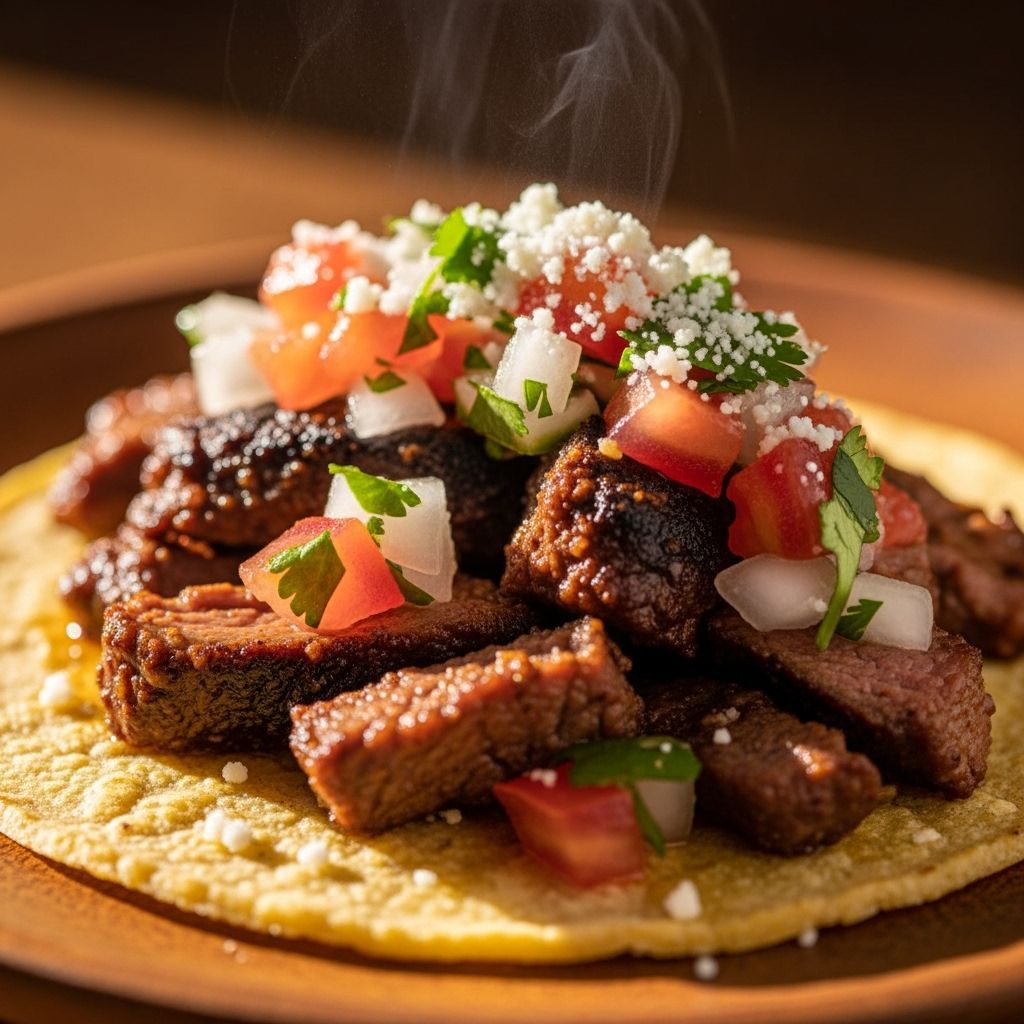 Perfectly Assembled Taco with Carne Asada and Pico de Gallo