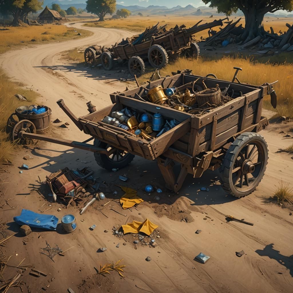 Monster Attack on Medieval Road: Fantasy Matte Painting