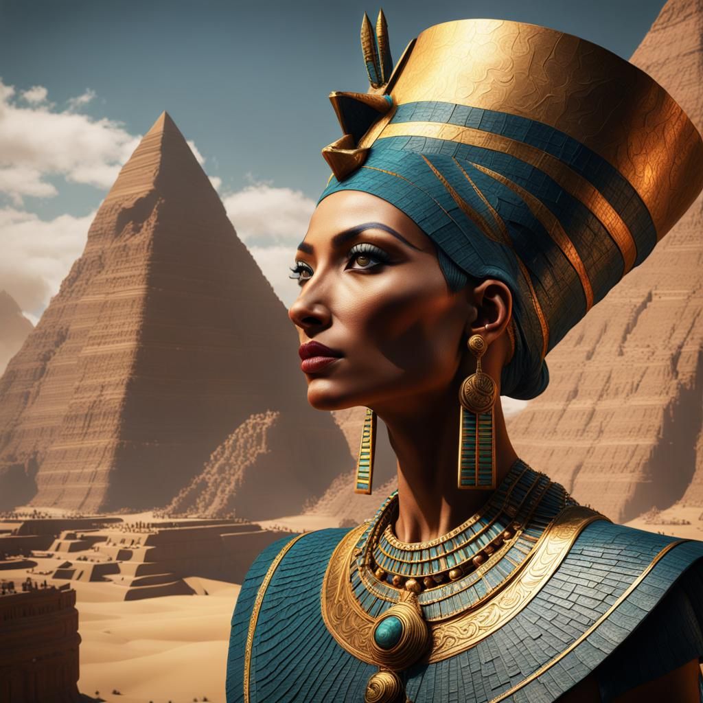 Detailed Matte Painting of Nefertiti in 8K