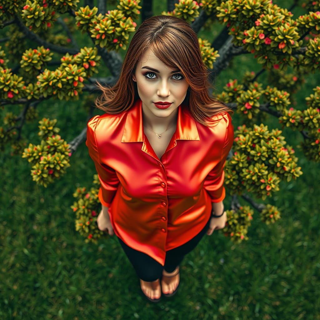 Vibrant Cartoon Lady Amidst Lush Greenery