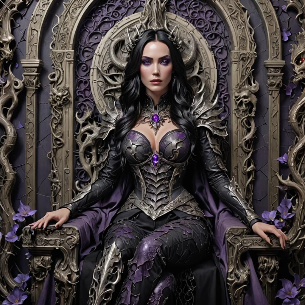 Vampire Cleric on Bone Throne in Dark Fantasy Style
