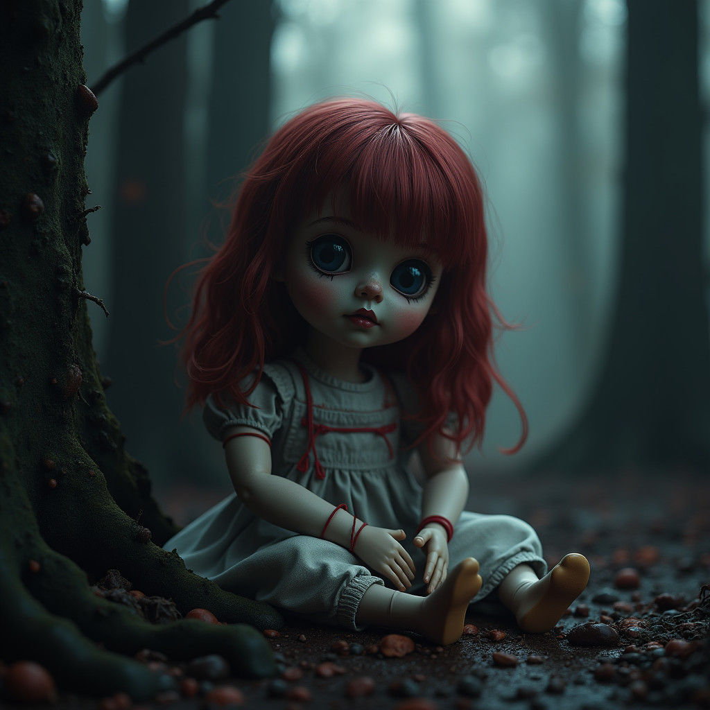 Eerie Annabelle Doll in Mystical Setting