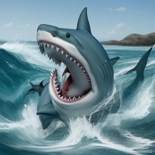 Panic! Anthropomorphic Sharks Flee in Terror
