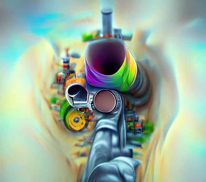 Gun Barrel View in Fauvist Matte Painting