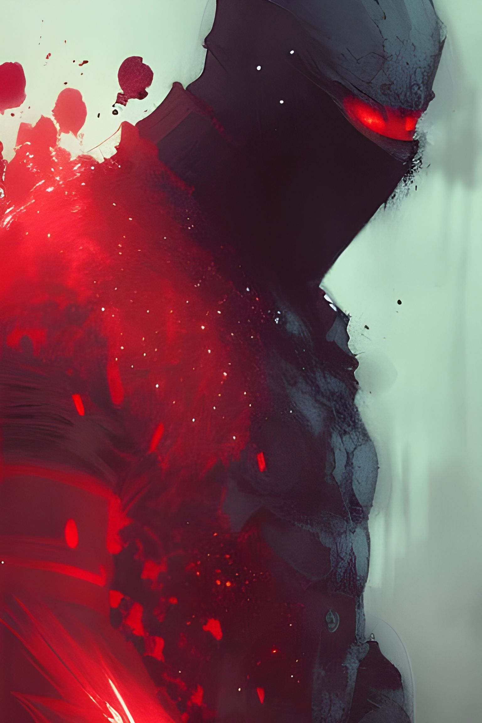 Red Ninja with Shadowy Aura in Japanese Style