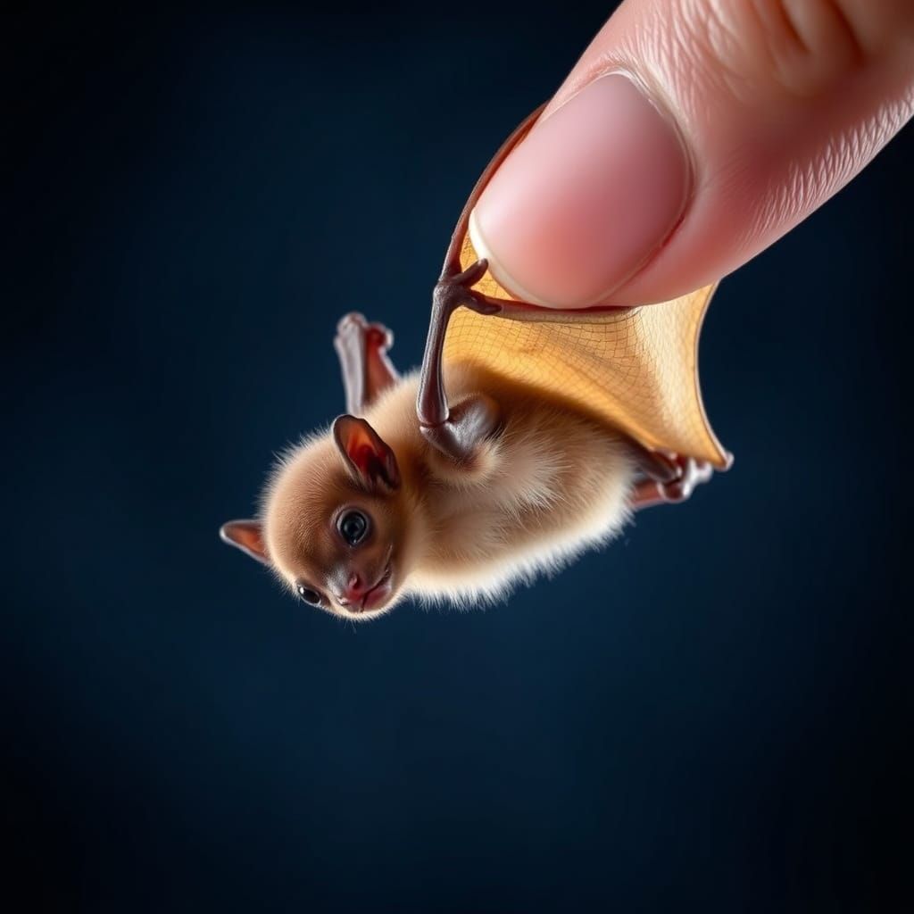 Baby Bat's First Flight Attempt in Whimsical Watercolor