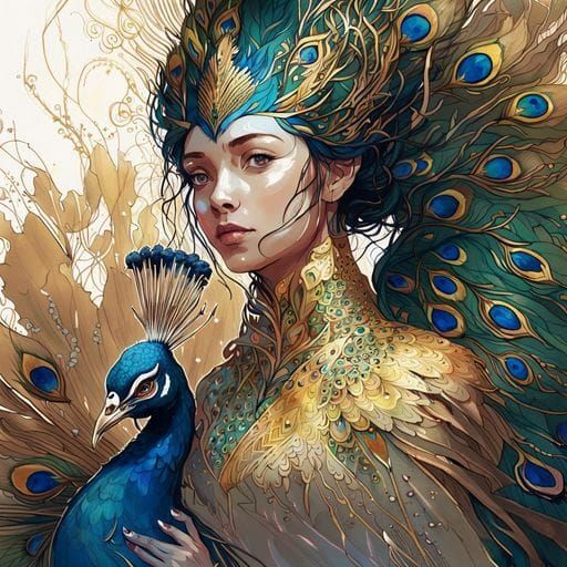 Peacock Princess AI Generated Art
