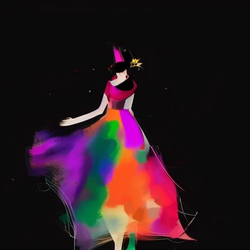 Abstract Anime Woman with Blurry, Vibrant Strokes