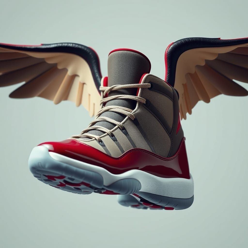 Sleek Retro Jordan 11 Sneakers in Futuristic Pose
