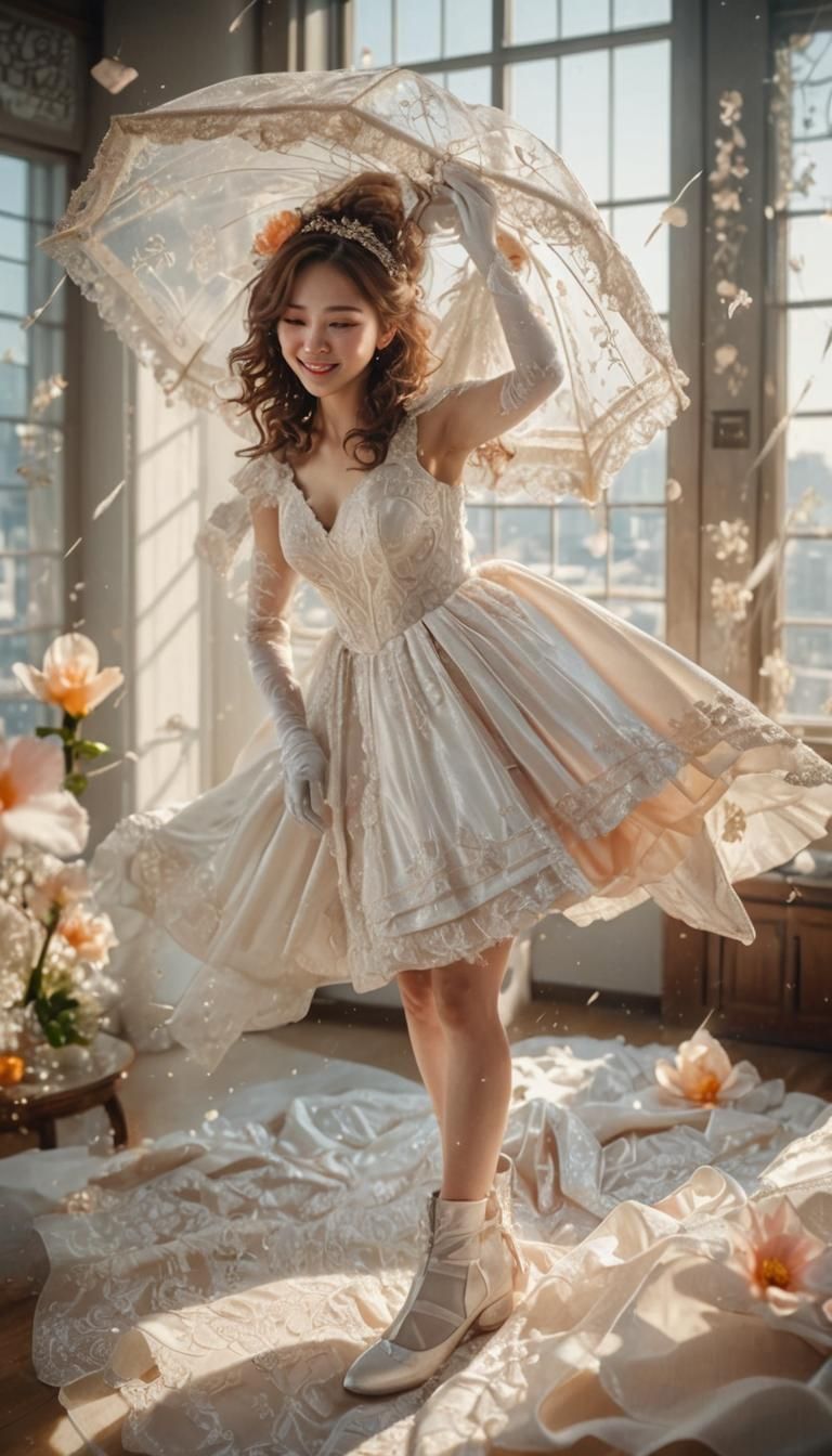 Ethereal Wedding Portrait in Hyper-Realistic Style