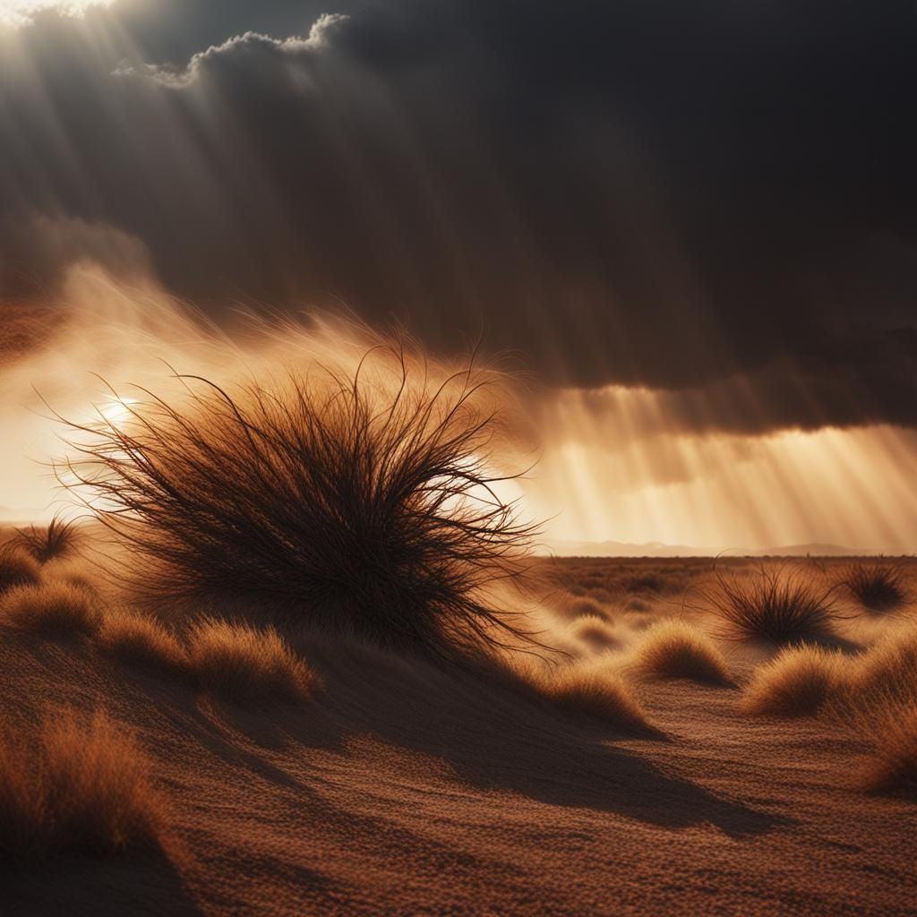 West Texas Dust Storm with Tumbleweeds in HDR