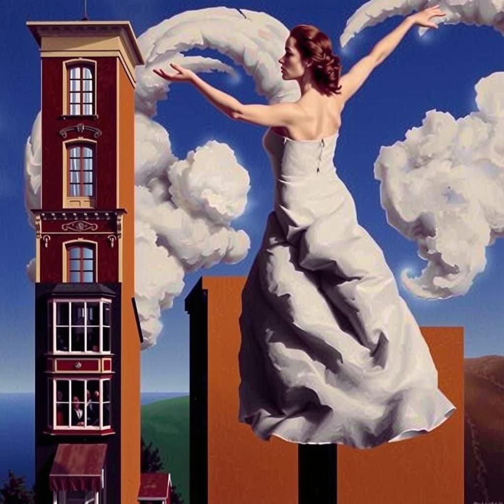 AI Rendition Inspired by Magritte's Surrealism