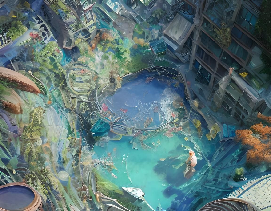 Fantasy World Erupts: Hyperdetailed Collage Illustration
