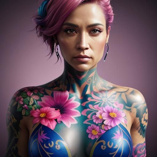 Floral Tattoo for Breast Cancer Survivor: Splash Art