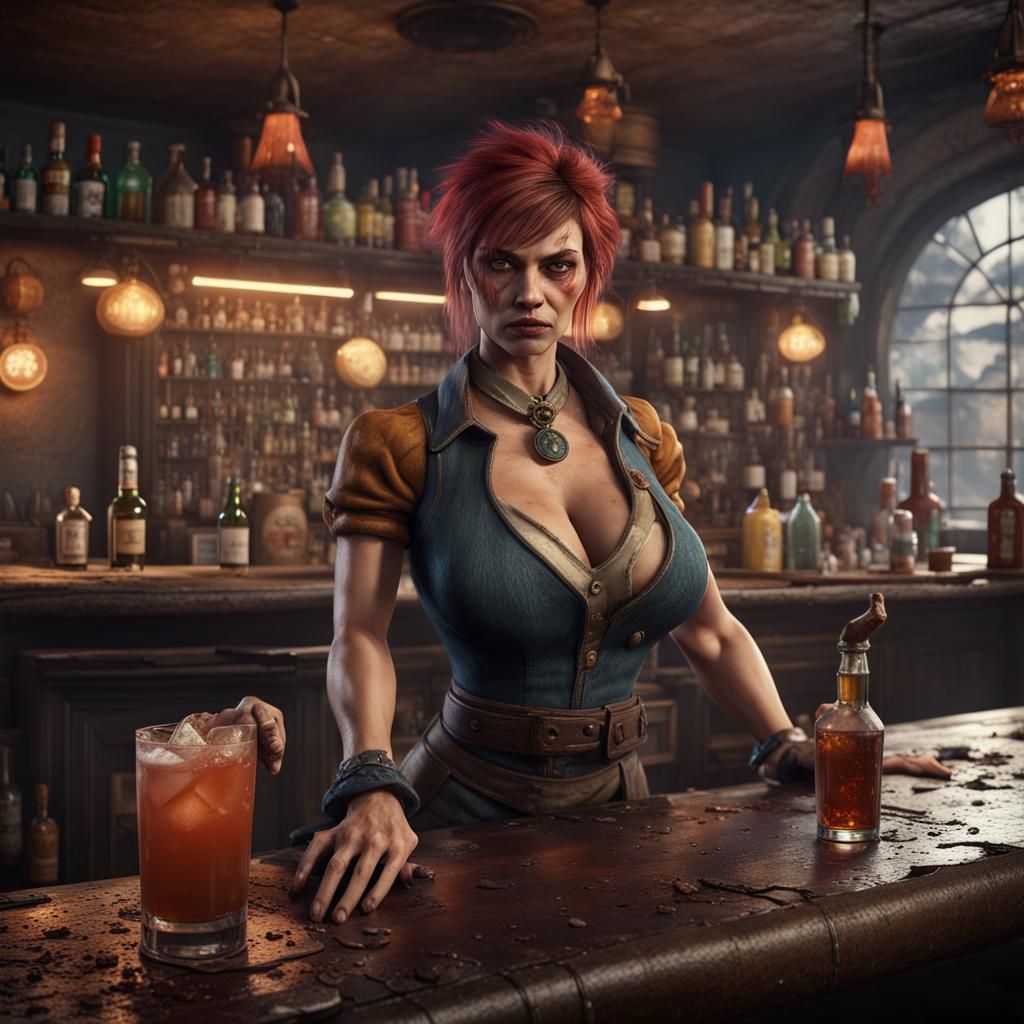 Fantasy Bartender in a Run-Down Bar: Matte Painting