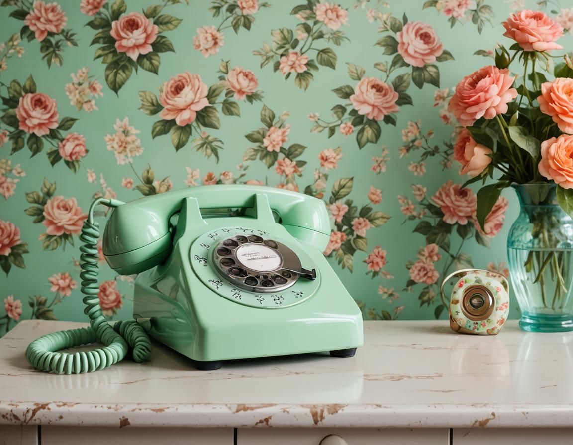 Retro Mint Green Rotary Phone Photograph