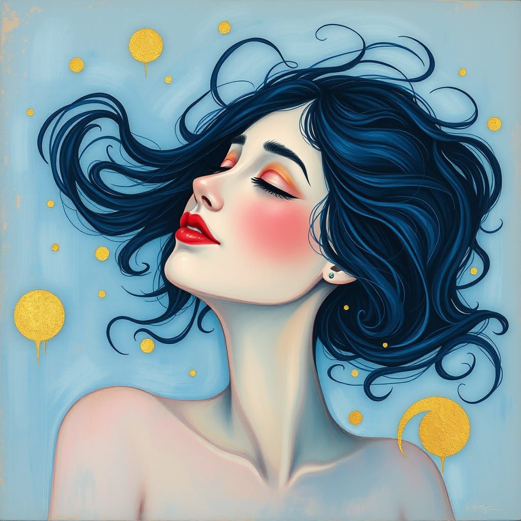 Ethereal Woman Lost in Rhythmic Soundscapes