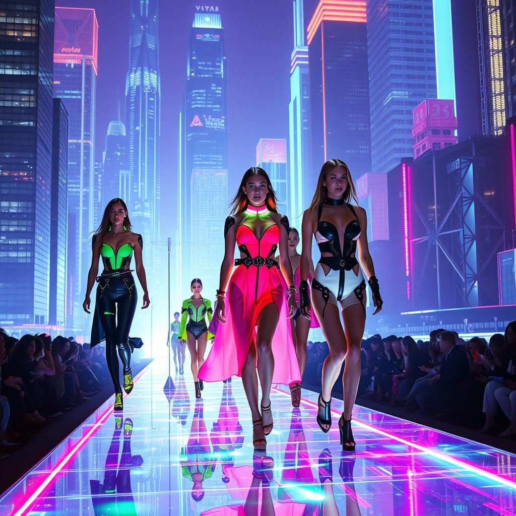 Futuristic Fashion Show in Neon Metropolis