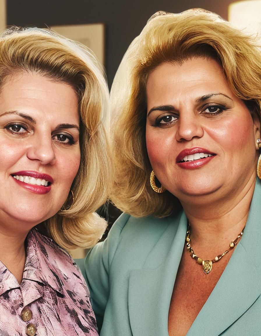 Plus-Size Women in Business Attire Kissing: Fashion Illustra...