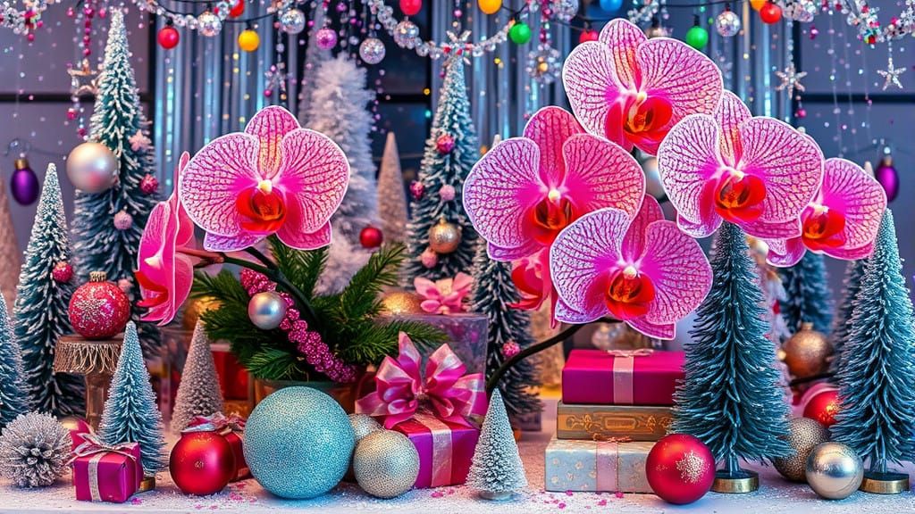 Whimsical Iridescent Christmas Scene in Crystal Glass