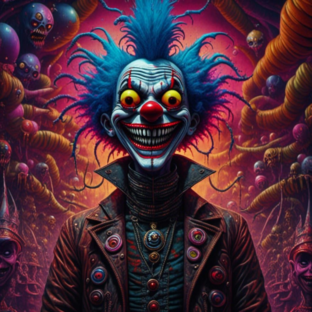 Grotesque Clown in a Dark Dream Realm