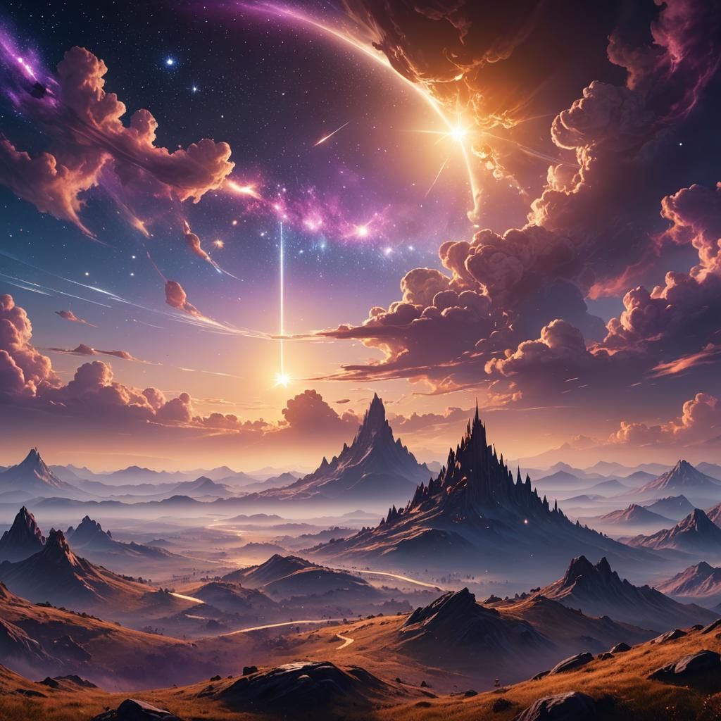 Celestial Fantasy: Morning Star Shines in Baroque Landscape