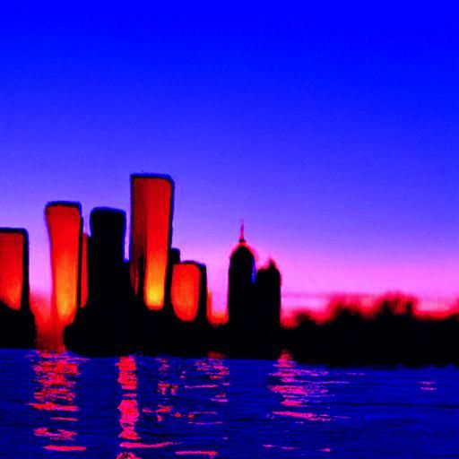 Cityscape Reflection at Sunset