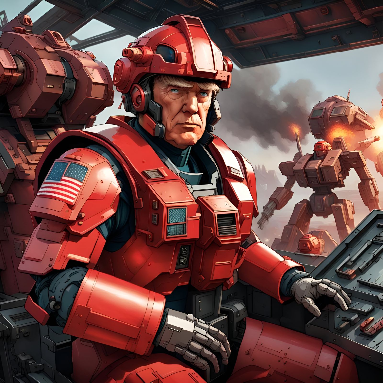 Mechwarrior Pilot in Battlemech Cockpit, Hyperdetailed Art