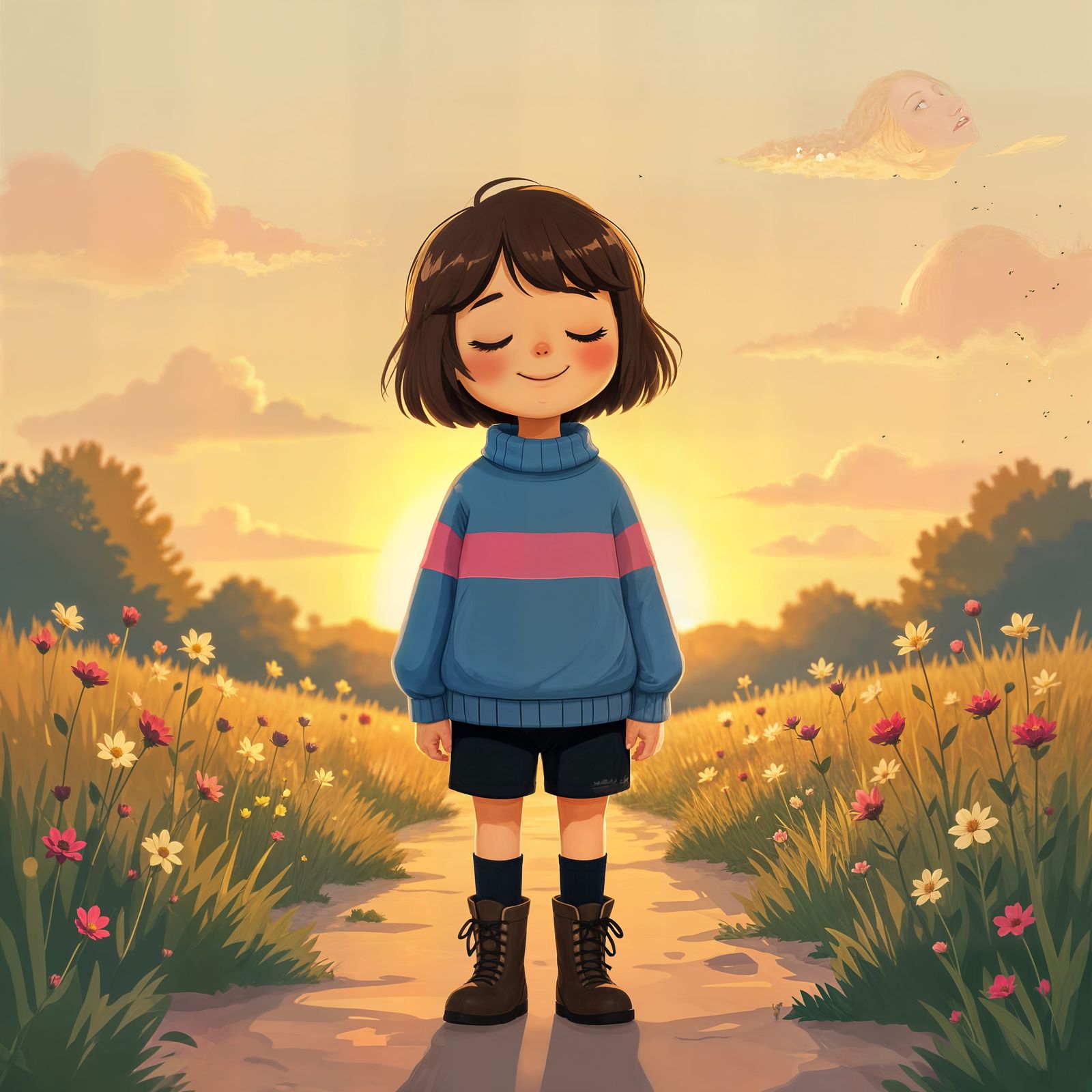 Frisk from Undertale at Sunrise