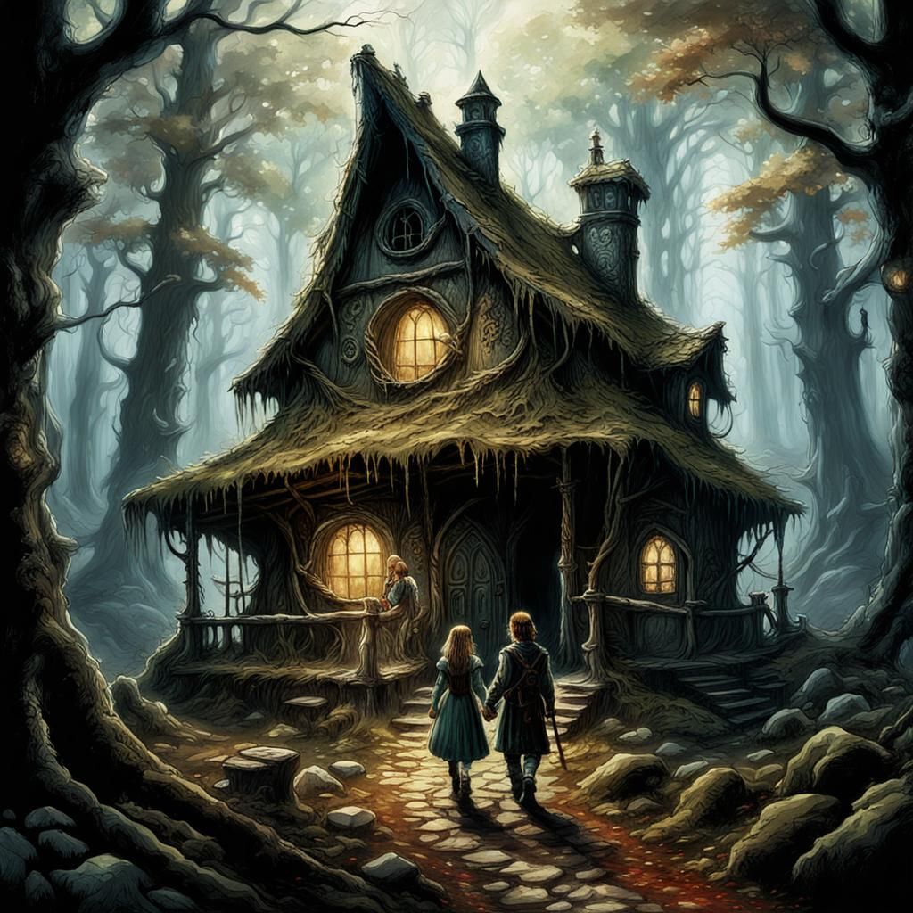Hansel and Gretel in a Mysterious Forest
