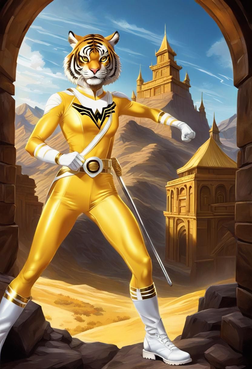 Anthro Tiger Superheroine in Combative Action Pose
