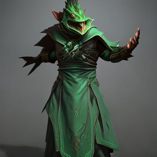 Lizard Cultist in Dark Fantasy Style