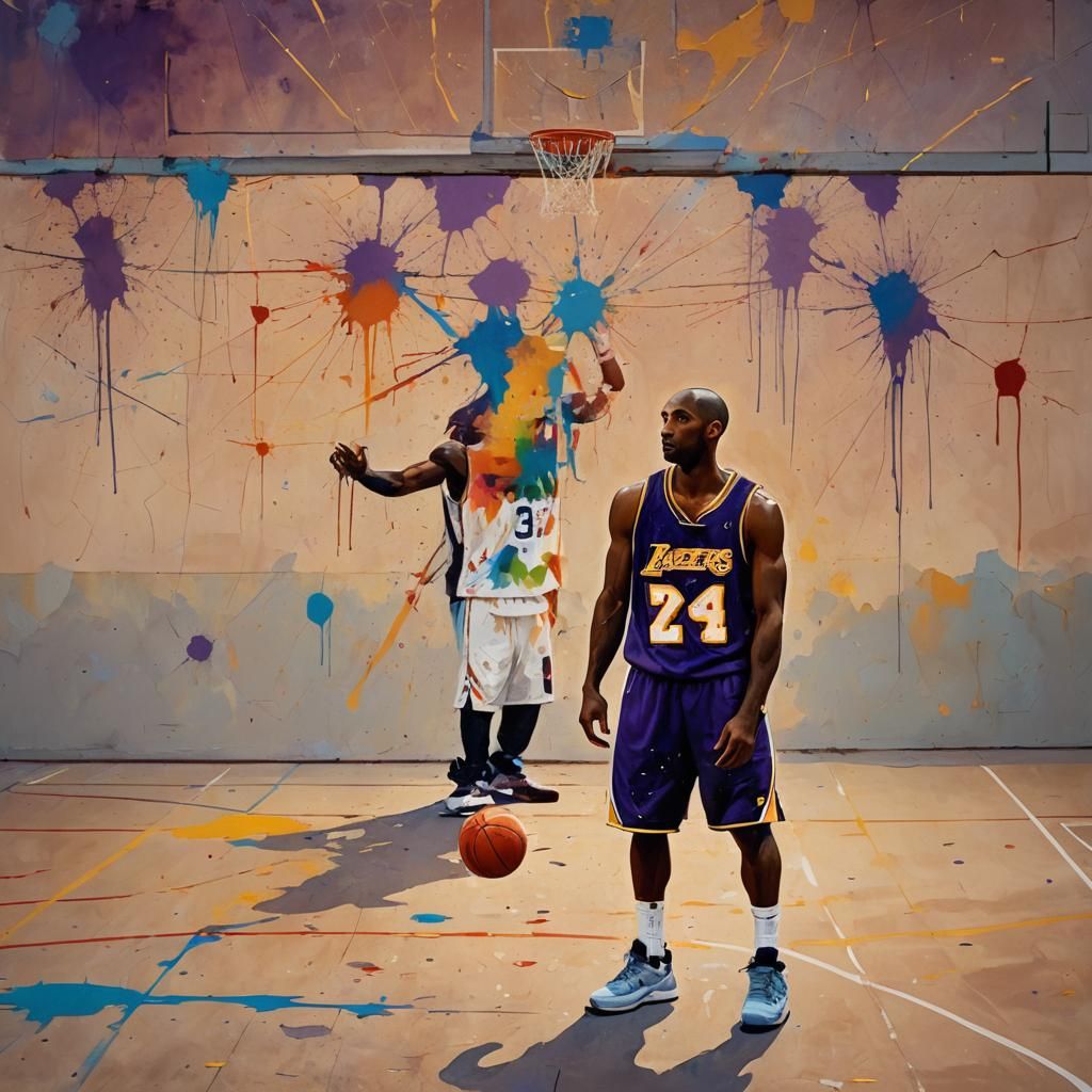 Kobe Bryant: Surreal Oil Painting in Abstract Expressionism