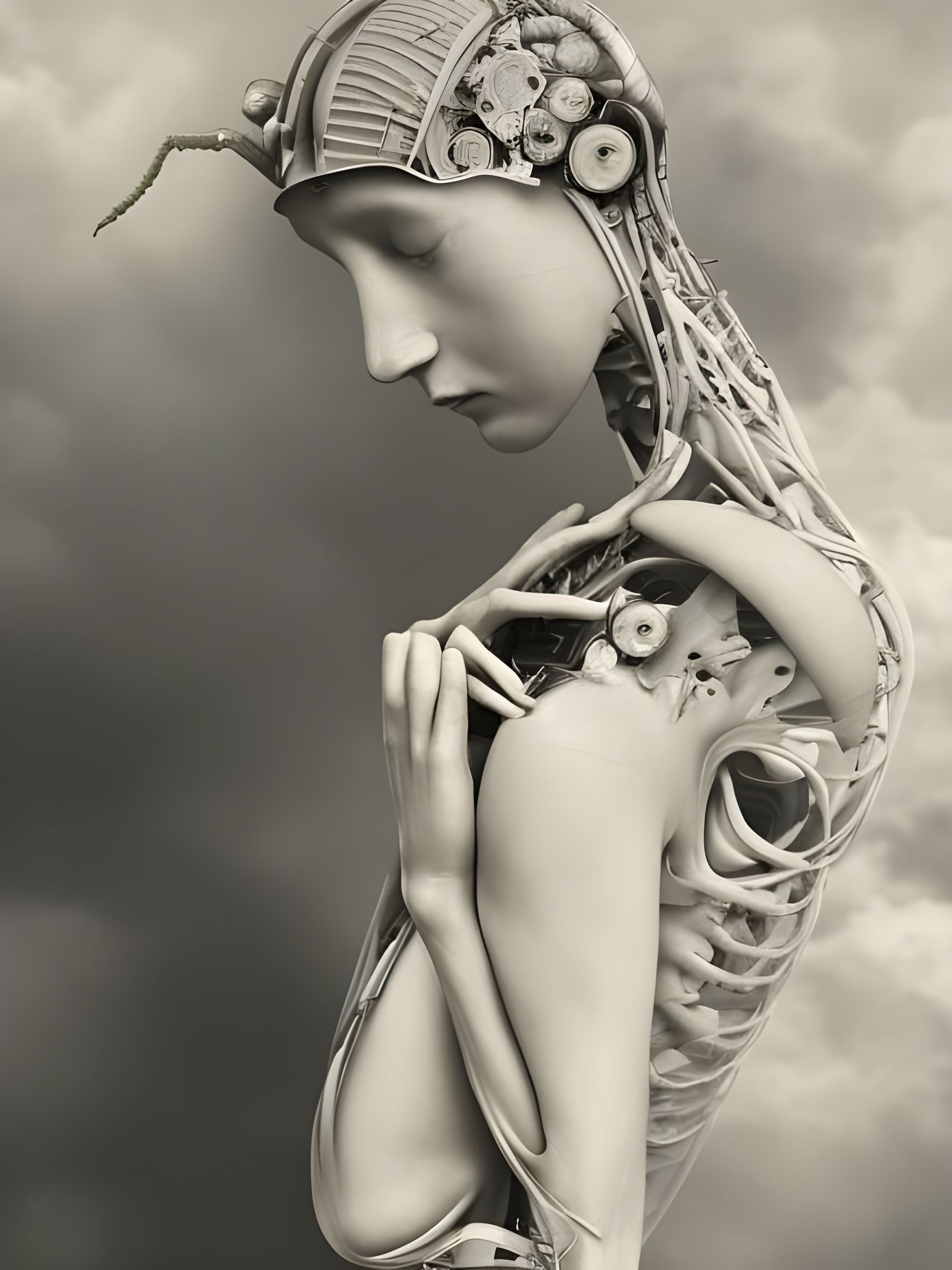 Cyborg Surrounded by Nature: A Digital Matte Painting