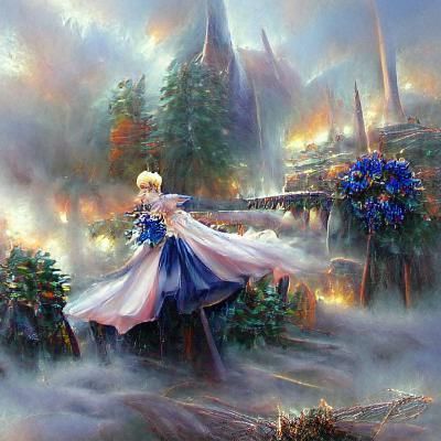 Ethereal Fantasy Image of Saber in Mist