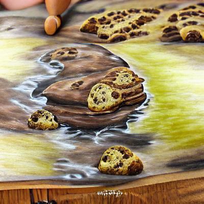 Detailed Painting of Chocolate Chip Cookies