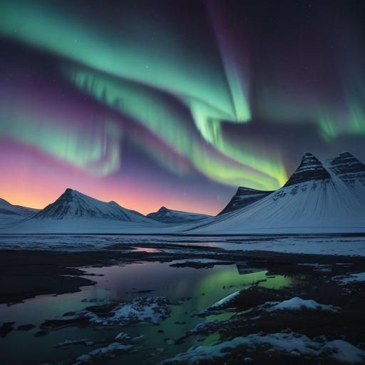 Epic Aurora Borealis Over Iceland Night Sky