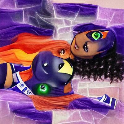 Starfire and Raven: Teen Titans Art