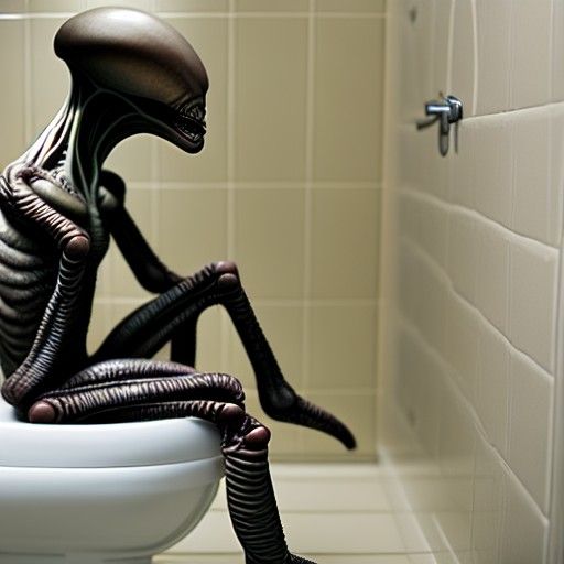 Alien on Toilet: A Humorous AI Rendering