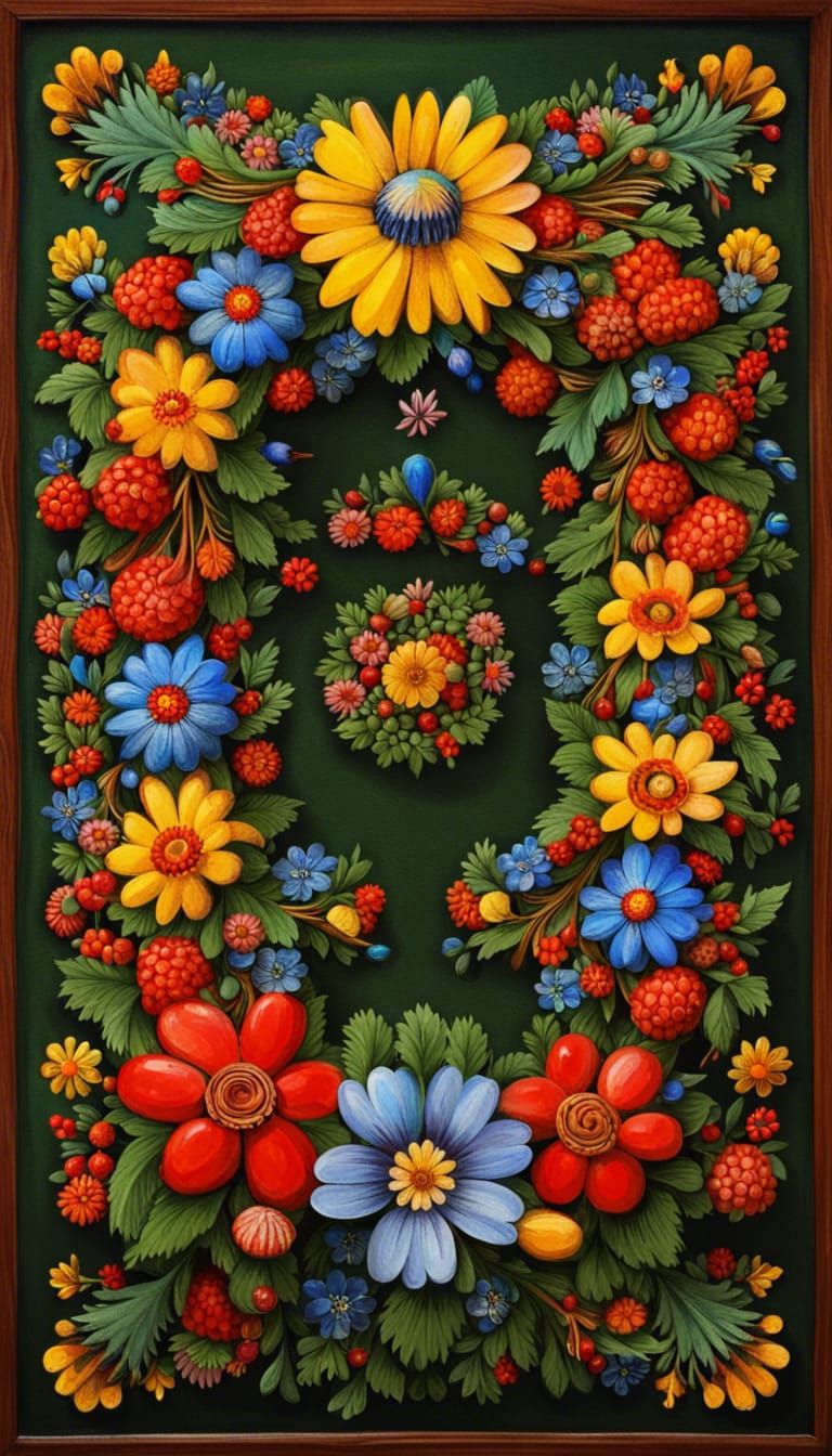 Ukrainian Folk Art War Scene in Petrikivka Style