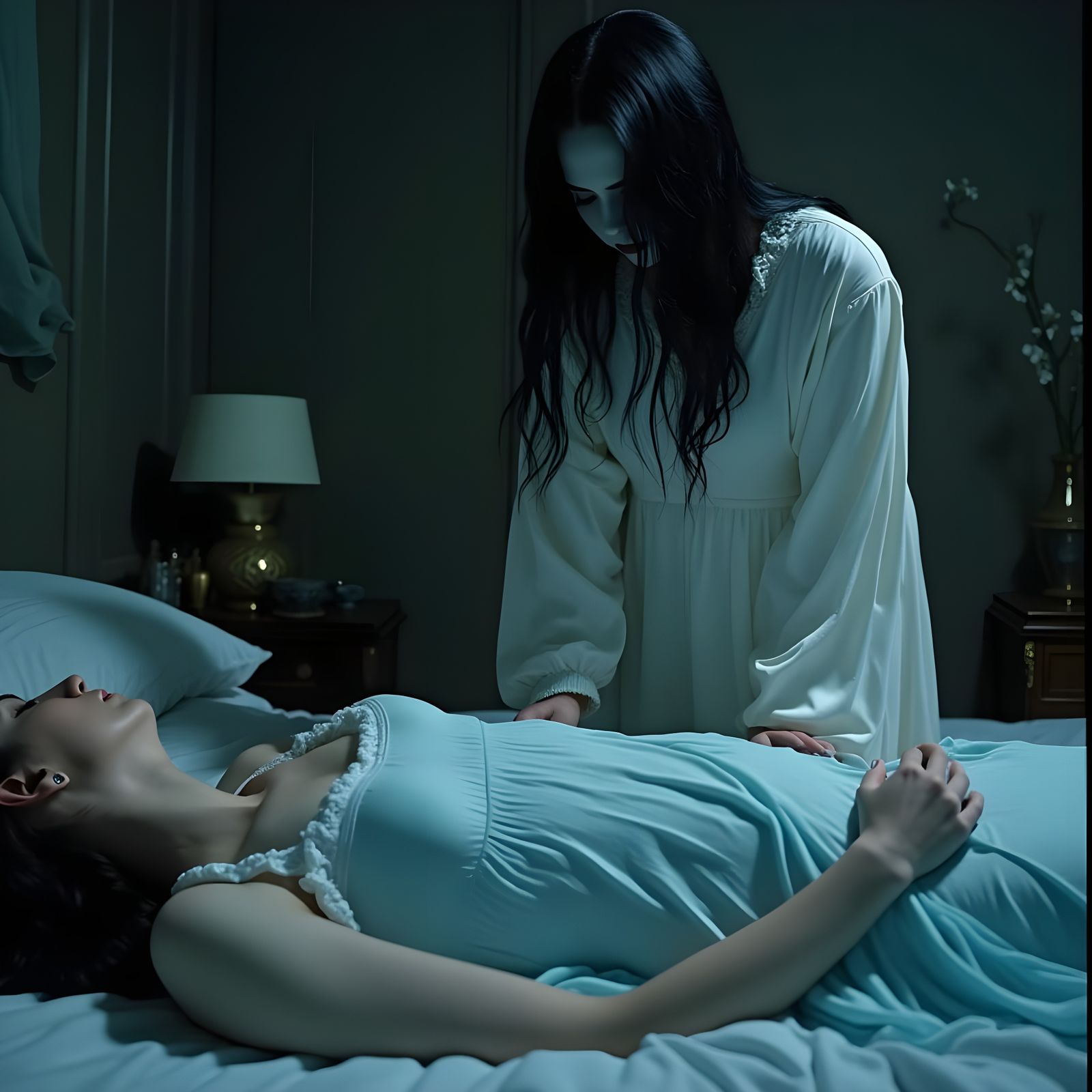 Gothic Vampire Watches Sleeping Beauty: Cinematic Still