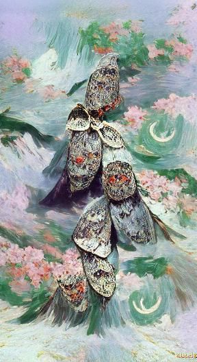 Victorian Moths with Skulls in Impressionist Style