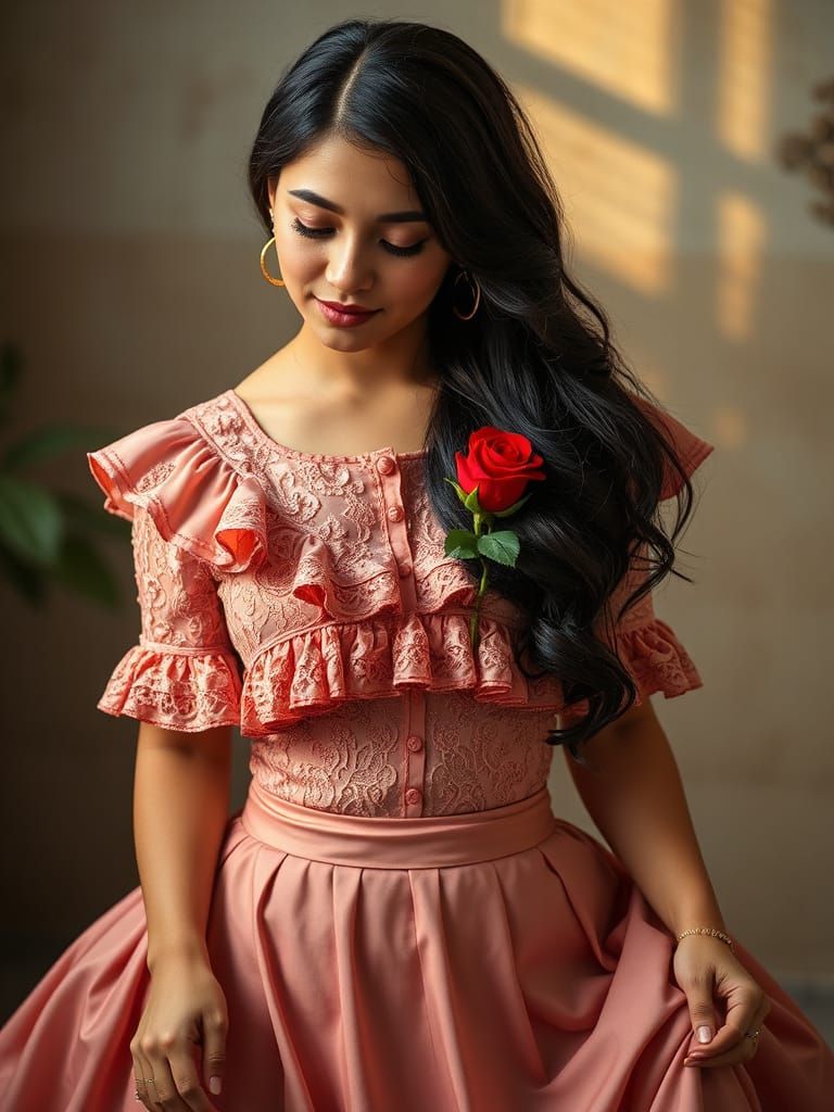 Romantic Mexican Beauty in Hiperrealismo Style