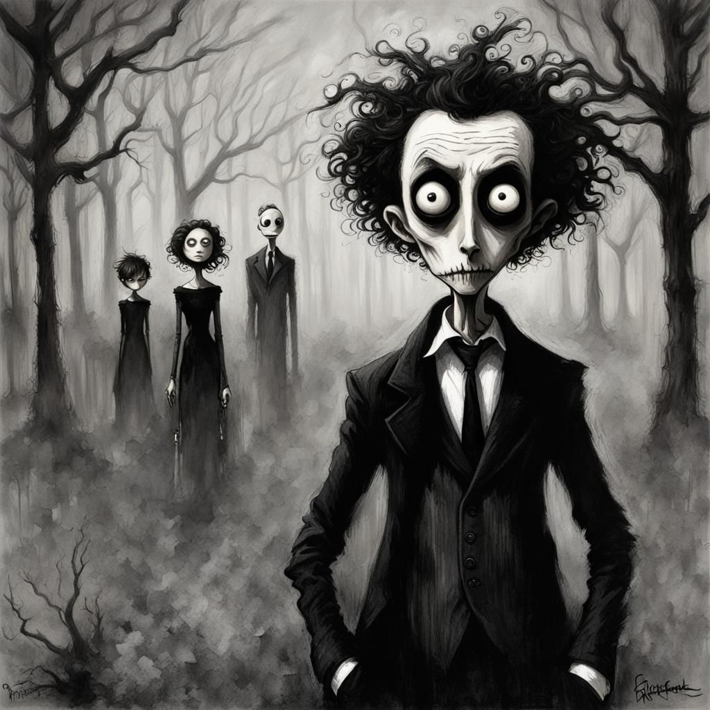 Wednesday Portrait in Tim Burton Style